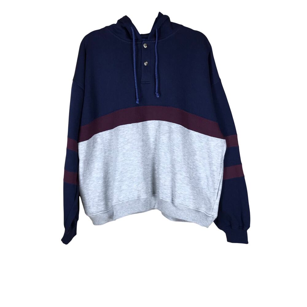 Towncraft Sweater Men’s XL Blue Pullover Hoodie Striped Cotton Streetwear